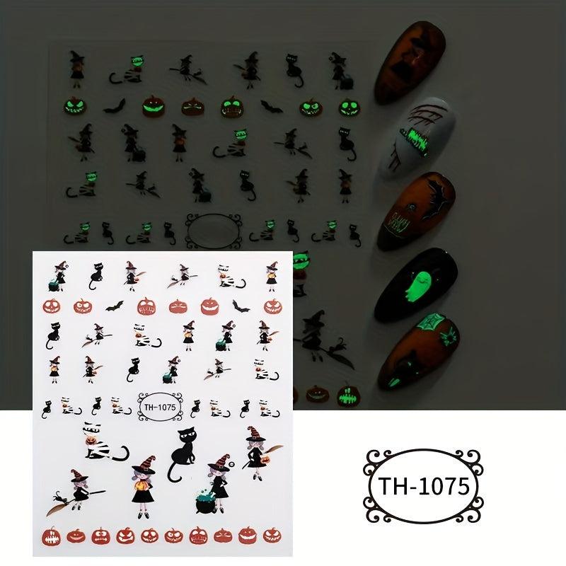 Halloween Nail Art Stickers Pumpkin Cat Ghost Bat Nail Decals