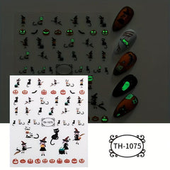 Halloween Nail Art Stickers Pumpkin Cat Ghost Bat Nail Decals