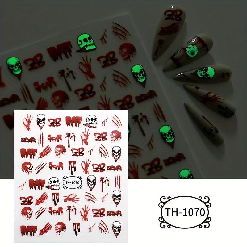 Halloween Nail Art Stickers Pumpkin Cat Ghost Bat Nail Decals