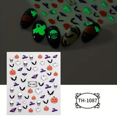 Halloween Nail Art Stickers Pumpkin Cat Ghost Bat Nail Decals