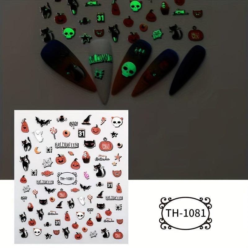 Halloween Nail Art Stickers Pumpkin Cat Ghost Bat Nail Decals