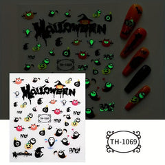 Halloween Nail Art Stickers Pumpkin Cat Ghost Bat Nail Decals
