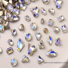 10 Pcs Love Heart Nail Rhinestones Zircon Nail Drills 3D Nail Charms