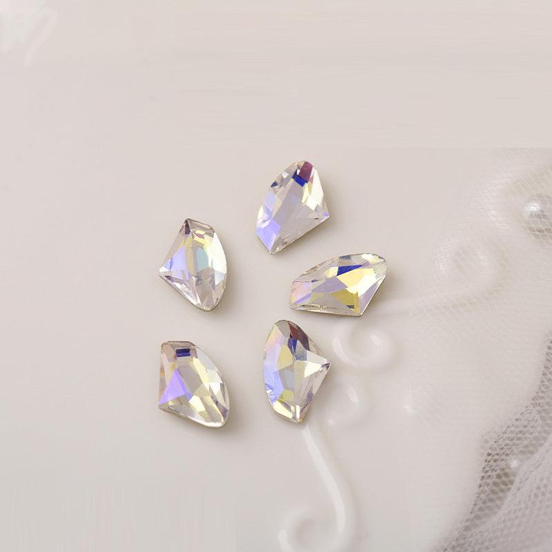 10 Pcs Love Heart Nail Rhinestones Zircon Nail Drills 3D Nail Charms
