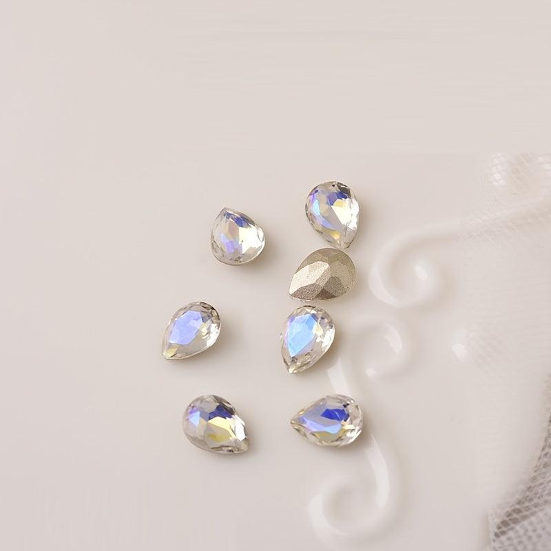 10 Pcs Love Heart Nail Rhinestones Zircon Nail Drills 3D Nail Charms