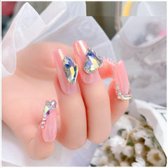 10 Pcs Love Heart Nail Rhinestones Zircon Nail Drills 3D Nail Charms