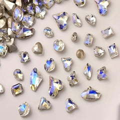 10 Pcs Love Heart Nail Rhinestones Zircon Nail Drills 3D Nail Charms