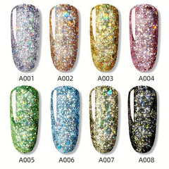 Glitter Gel Nail Polish Set - 8 Colors Diamond Collection