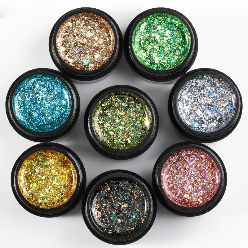 Glitter Gel Nail Polish Set - 8 Colors Diamond Collection