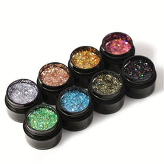 Glitter Gel Nail Polish Set - 8 Colors Diamond Collection