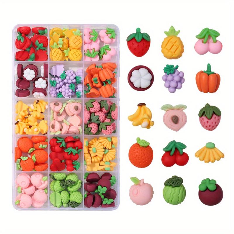 Assorted Nail Art Rhinestones and Polymer Clay Slices DIY Supplies