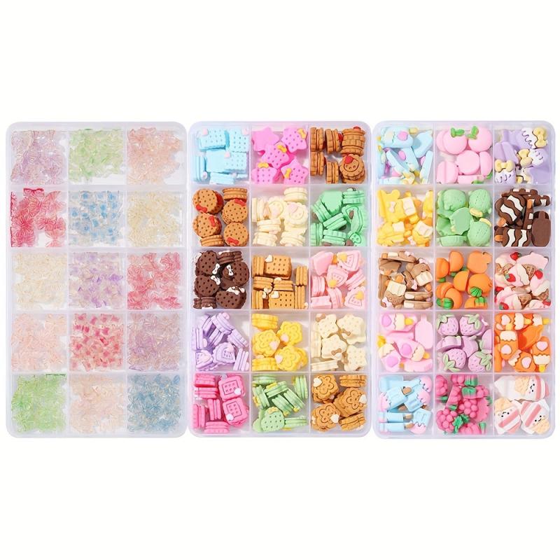 Assorted Nail Art Rhinestones and Polymer Clay Slices DIY Supplies
