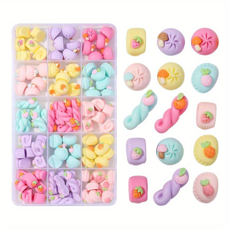 Assorted Nail Art Rhinestones and Polymer Clay Slices DIY Supplies