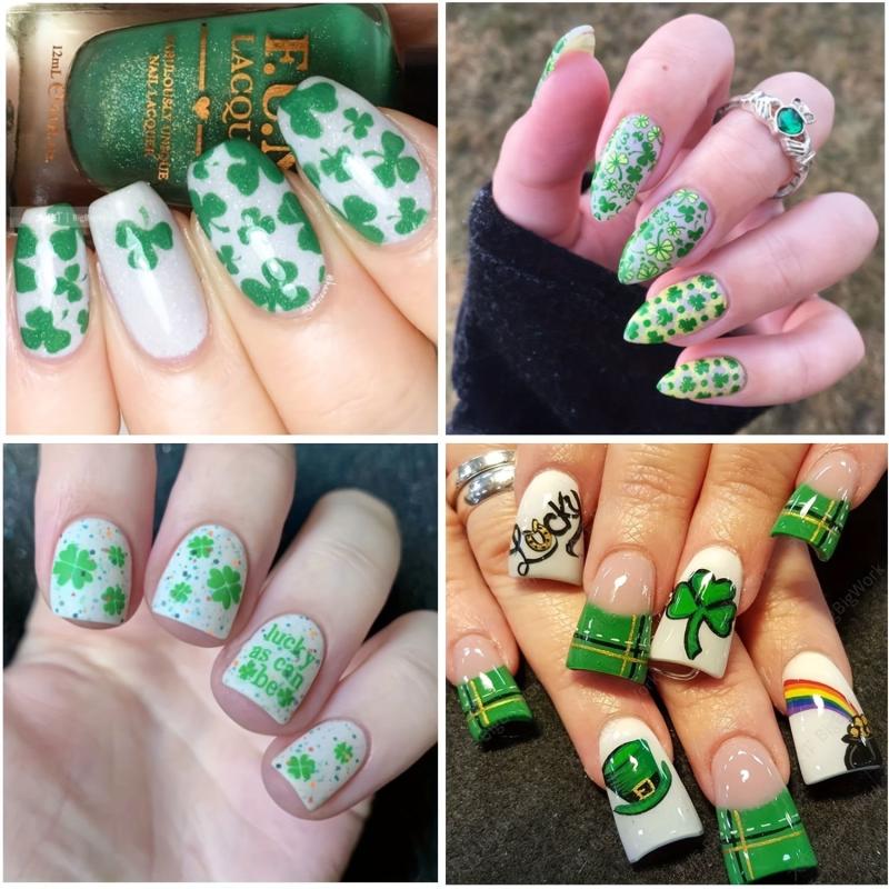 9 Sheets Clover Nail Art Stickers 3D Self Adhesive for Women Nail Art DIY