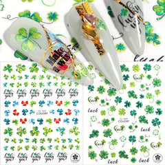 9 Sheets Clover Nail Art Stickers 3D Self Adhesive for Women Nail Art DIY