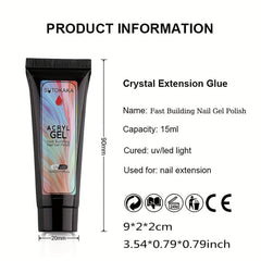 Poly Nail Gel Clear 15ML Builder Gel for Natural-Looking Nails