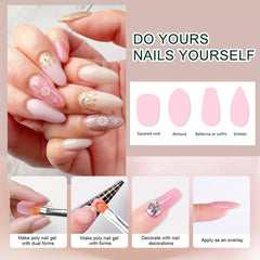 Nude Pink Poly Gel Nail Kit 8 Colors - Easy Nail Extension