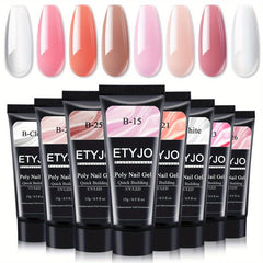 Nude Pink Poly Gel Nail Kit 8 Colors - Easy Nail Extension