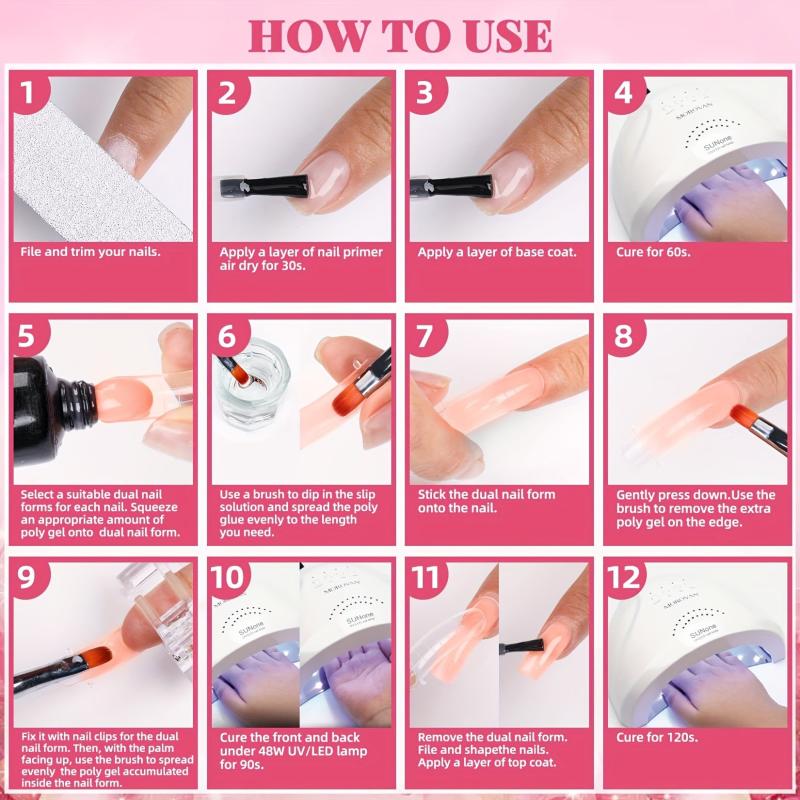 4 Pcs Poly Gel Set Nude Pink Nail Colors Large Capacity Nail Extension Gel