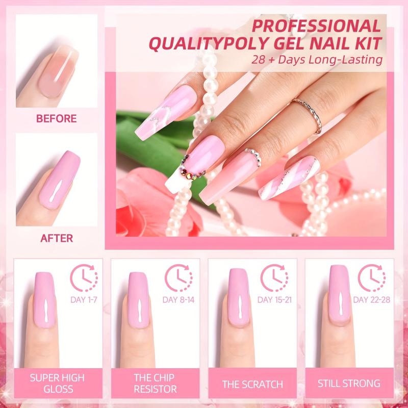 4 Pcs Poly Gel Set Nude Pink Nail Colors Large Capacity Nail Extension Gel