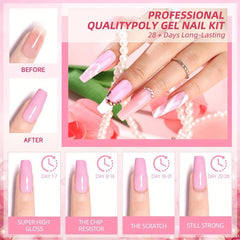 4 Pcs Poly Gel Set Nude Pink Nail Colors Large Capacity Nail Extension Gel