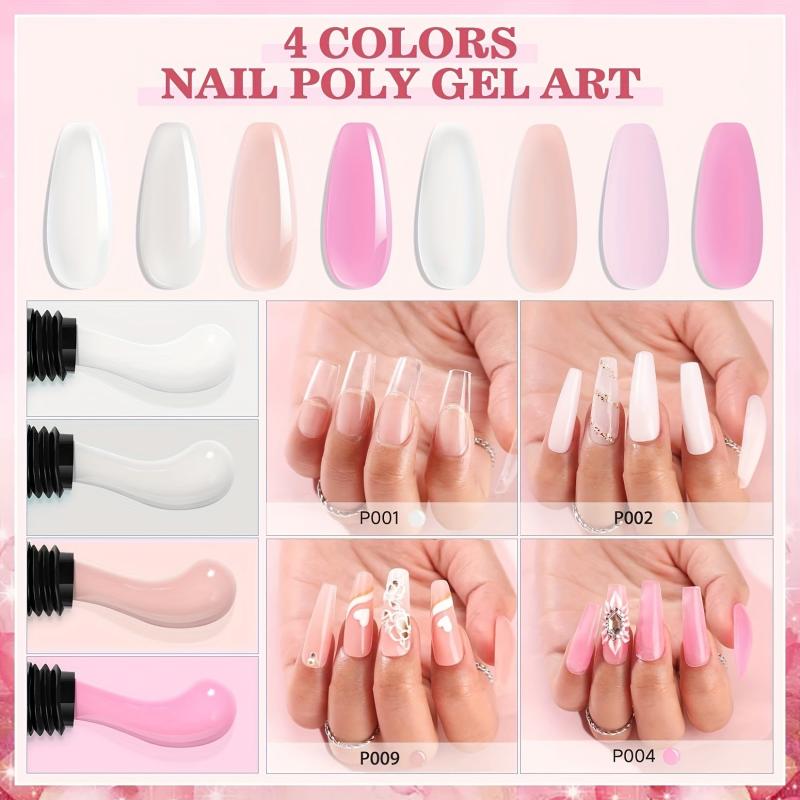 4 Pcs Poly Gel Set Nude Pink Nail Colors Large Capacity Nail Extension Gel