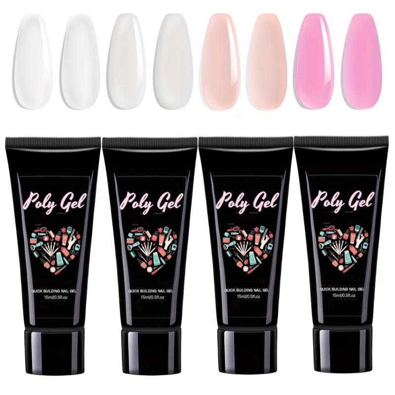 4 Pcs Poly Gel Set Nude Pink Nail Colors Large Capacity Nail Extension Gel