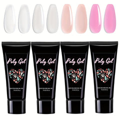 4 Pcs Poly Gel Set Nude Pink Nail Colors Large Capacity Nail Extension Gel