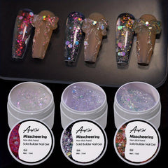 15ml Solid Builder Nail Gel Hard Extension Gel Carving Sequin Silver