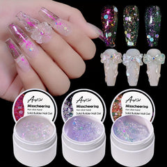 15ml Solid Builder Nail Gel Hard Extension Gel Carving Sequin Silver
