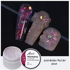 15ml Solid Builder Nail Gel Hard Extension Gel Carving Sequin Silver