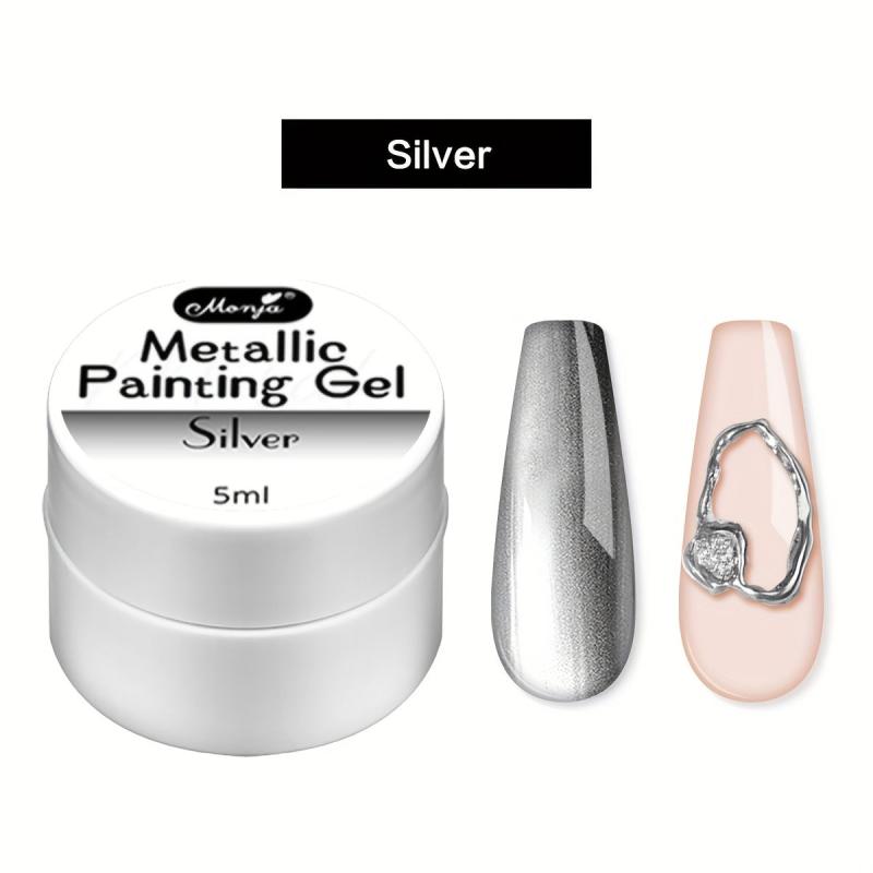 Punk Metal Nail Gel Rose Gold Silver Art Long Lasting Varnish 5g