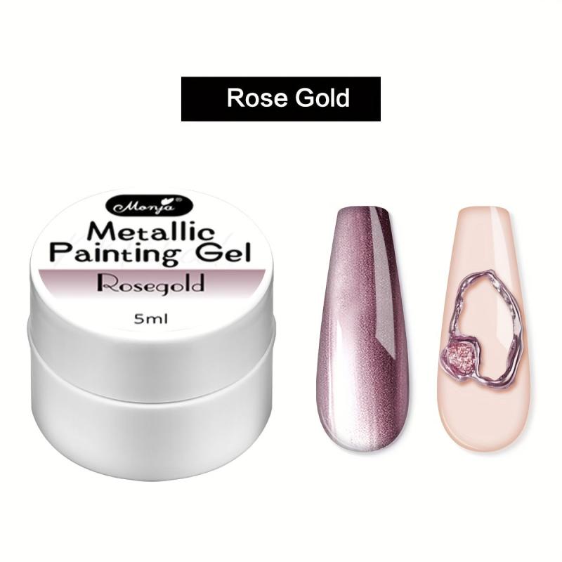 Punk Metal Nail Gel Rose Gold Silver Art Long Lasting Varnish 5g