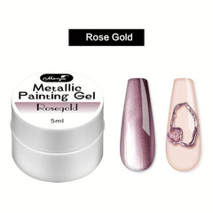 Punk Metal Nail Gel Rose Gold Silver Art Long Lasting Varnish 5g