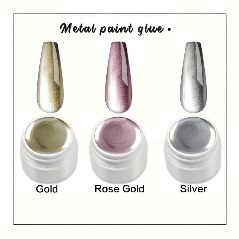 Punk Metal Nail Gel Rose Gold Silver Art Long Lasting Varnish 5g