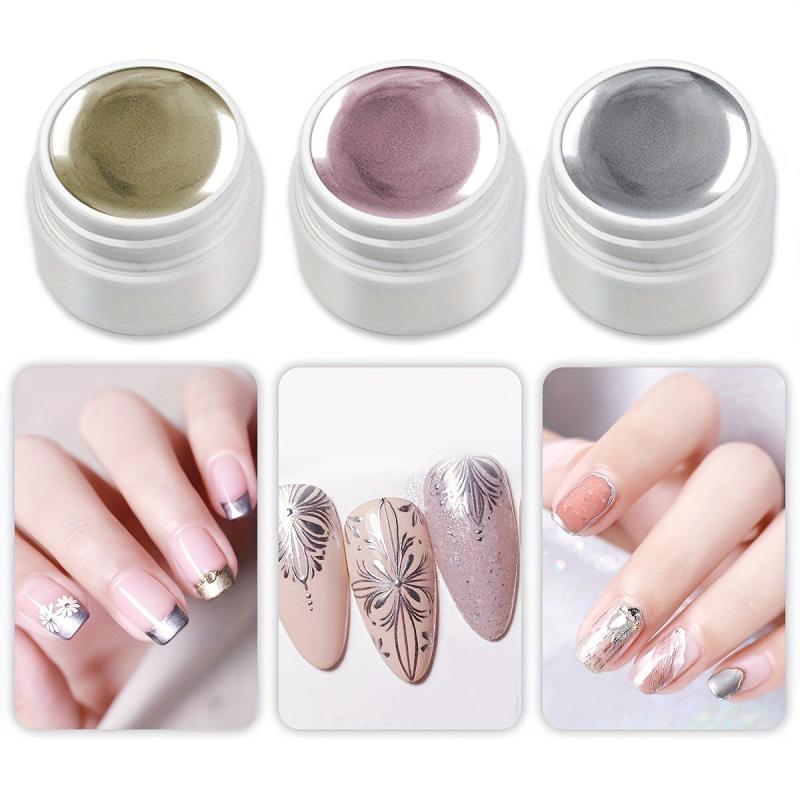 Punk Metal Nail Gel Rose Gold Silver Art Long Lasting Varnish 5g