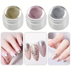Punk Metal Nail Gel Rose Gold Silver Art Long Lasting Varnish 5g