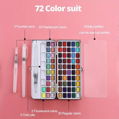 Solid Watercolor Paint Set Portable Metal Box for Beginner Drawing