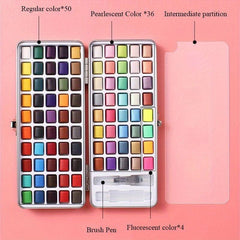 Solid Watercolor Paint Set Portable Metal Box for Beginner Drawing