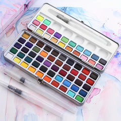 Solid Watercolor Paint Set Portable Metal Box for Beginner Drawing