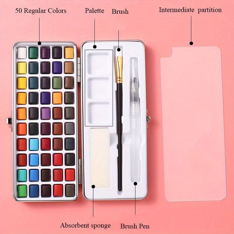 Solid Watercolor Paint Set Portable Metal Box for Beginner Drawing