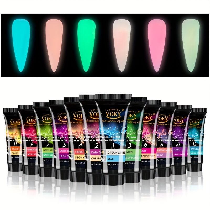 Glow in the Dark Crystal Nail Extensions 12 Colors DIY
