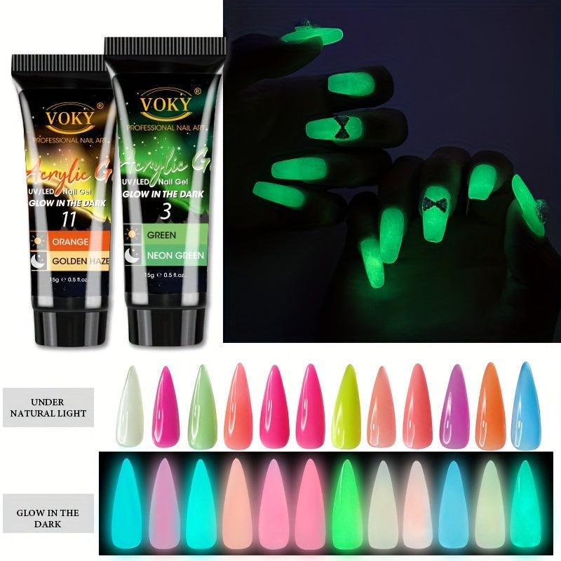 Glow in the Dark Crystal Nail Extensions 12 Colors DIY