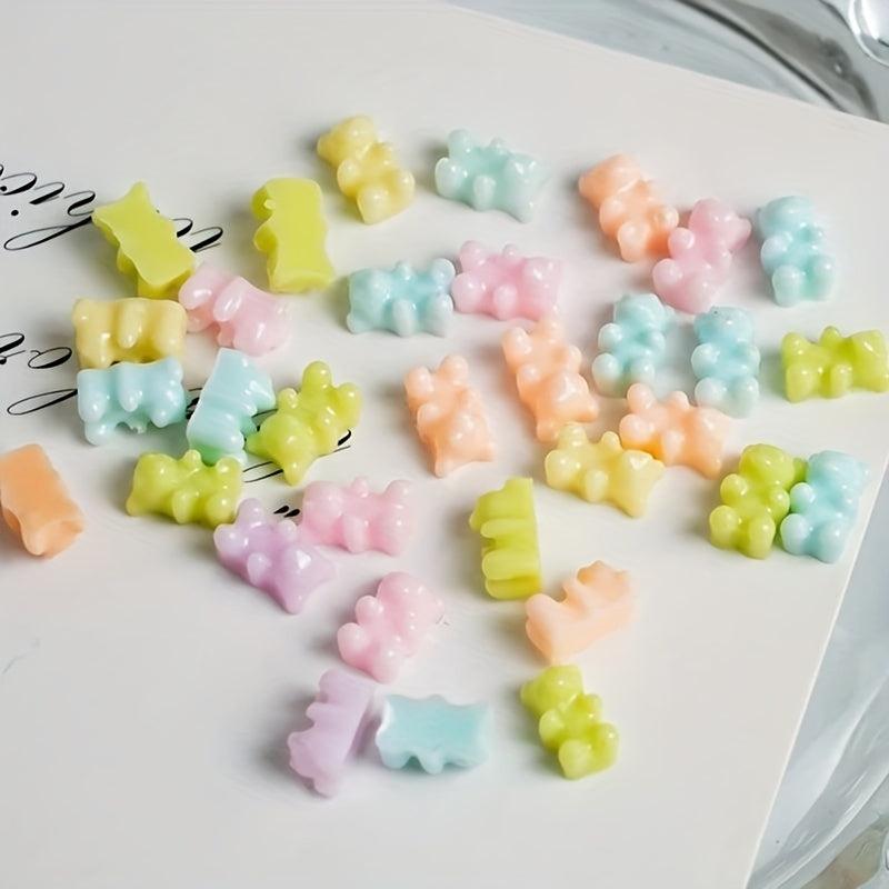 50pcs Bear Nail Charms Colorful Nail Jewelry for Women and Girls DIY Nail Art