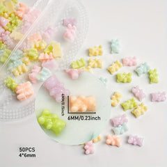 50pcs Bear Nail Charms Colorful Nail Jewelry for Women and Girls DIY Nail Art