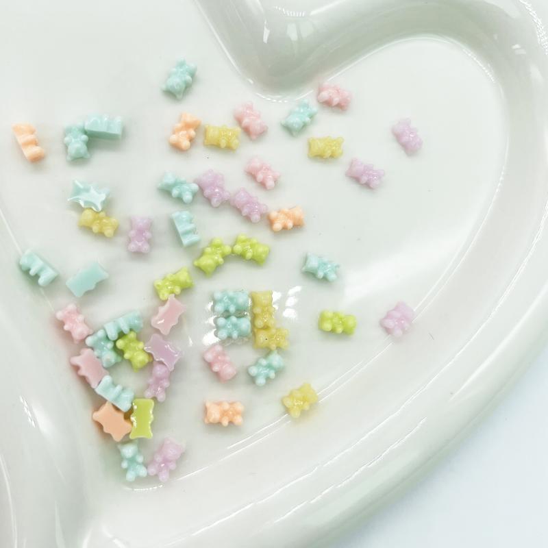 50pcs Bear Nail Charms Colorful Nail Jewelry for Women and Girls DIY Nail Art