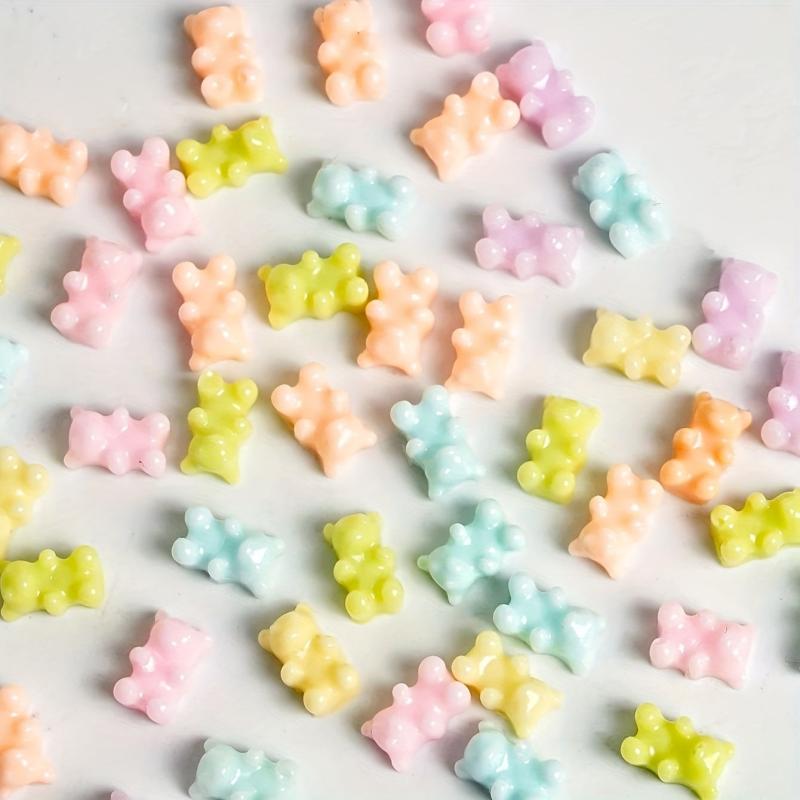 50pcs Bear Nail Charms Colorful Nail Jewelry for Women and Girls DIY Nail Art