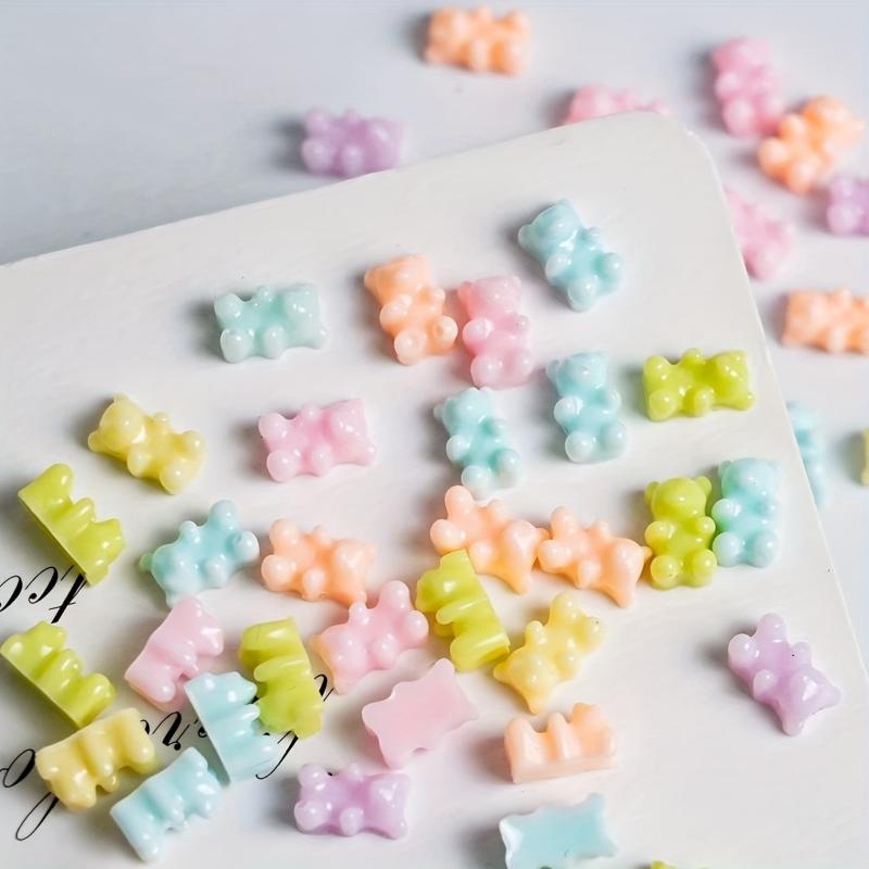 50pcs Bear Nail Charms Colorful Nail Jewelry for Women and Girls DIY Nail Art