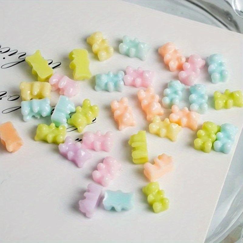 50pcs Bear Nail Charms Colorful Nail Jewelry for Women and Girls DIY Nail Art