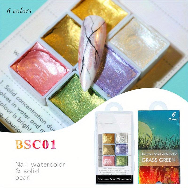 DIY Watercolor Nail Painting Kit - 6 Colors Watercolor Paint for Nail Art